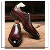 Men's Maroon Leather Oxford Handmade Shoe Pointed Toe Lace Up Formal Dress Boots