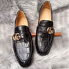 Men's Formal Shoes Black Crocodile Alligator Skin Bespoke Leather Slip on