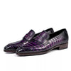 Men Shoes Handmade Leather Purple Crocodile Texture Moccasin Formal Casual Dress