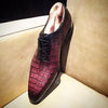 Formal Shoes Men Handmade Leather Pink Crocodile Print Oxford Casual Lace up