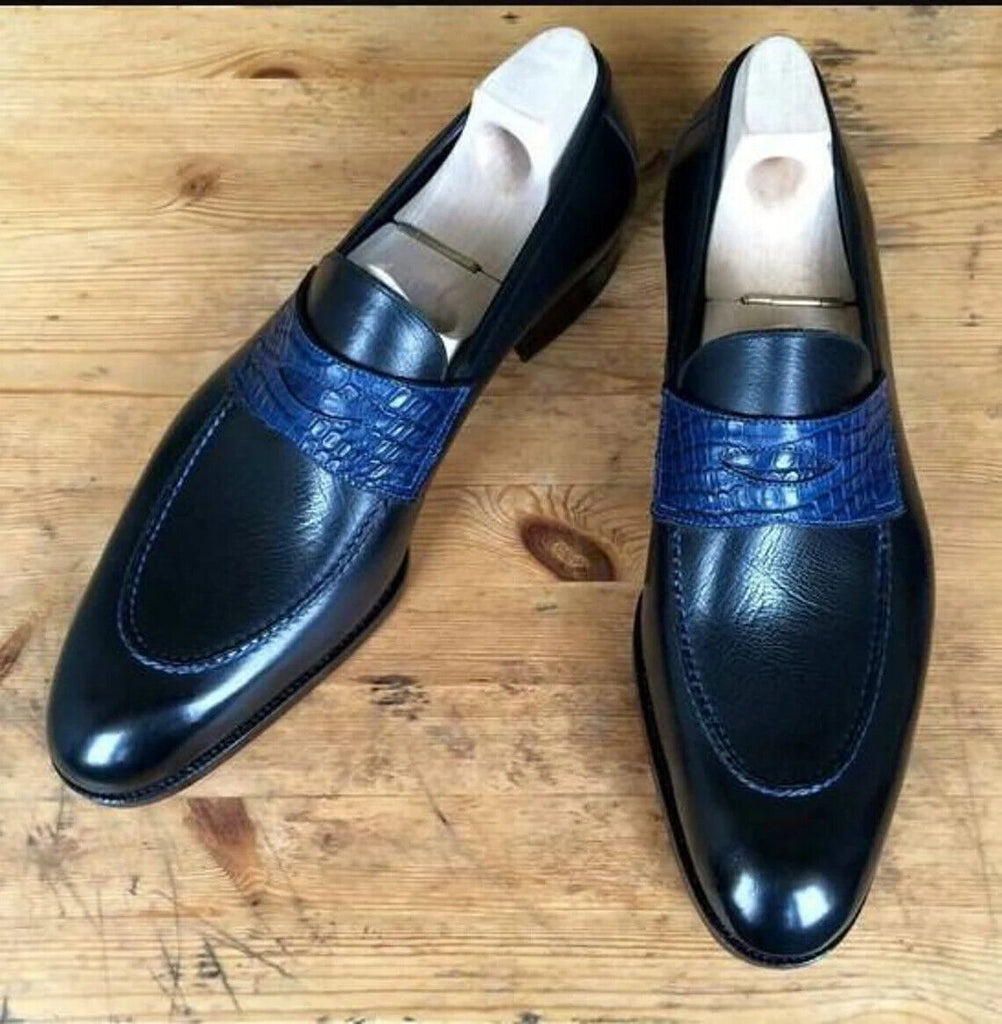 Formal Men's Shoes handmade black leather slip on loafers men's formal Shoe