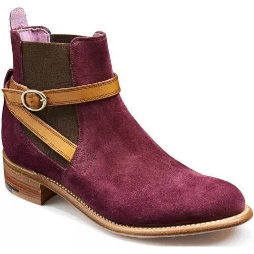 Men's Shoes Handmade Jodhpurs Style Suede Leather Purple Formal Ankle Boots