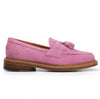 Men's Shoes Handmade Leather Pink Suede Tassels Slip On Moccasins Loafers