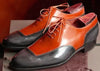 Formal Shoes Men's Handmade Leather Red & Gray Lace up Casual Oxfords