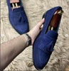 Men Shoes Handmade Blue Suede Leather Loafer with Tassels Formal Casual Slip On