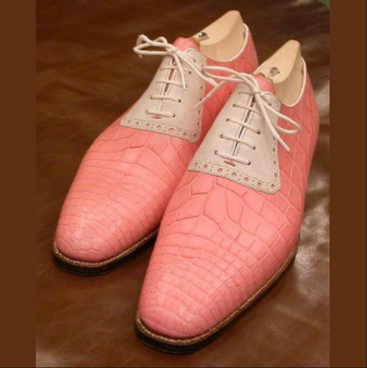 Men's Handmade Shoes Crocodile Leather Texture Formal Casual Lace up Boots