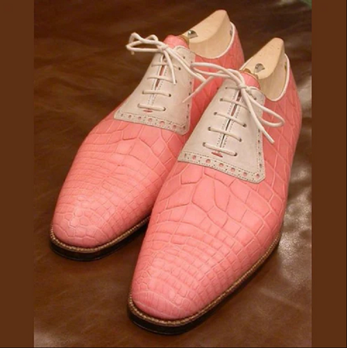 Men's Handmade Shoes Crocodile Leather Texture Formal Casual Lace up Boots