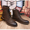 Formal Shoes Men Dark Brown Color Genuine Leather Casual Lace Up Wingtip Boots