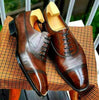 Men's Shoes Brown Leather New Handmade Oxford Chiseled Cap Toe Dress Formal Calf