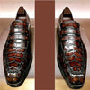 Men Handmade Brown Alligator Texture Leather Formal Moccasin Dress Shoes