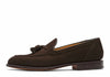 MEN HANDMADE SHOES TAN TASSEL DARK BROWN SUEDE LOAFERS CLASSIC MOCCASIN SLIP ON