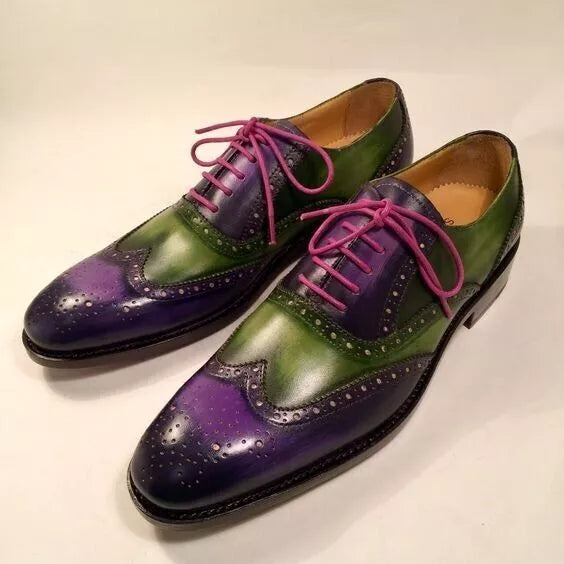 Formal Shoes Men Handmade Leather Formal Casual Oxford Cap Toe Lace Up