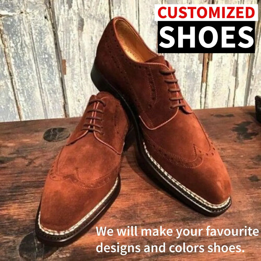 Handmade Oxford Brown Shoes, Men Suede Leather Shoes, Dress Formal Classic Shoe