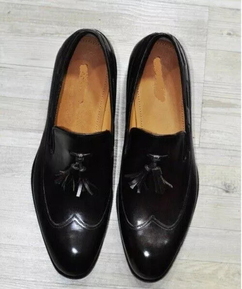 Men's Shoes Handmade Italian Leather Formal Casual Black Luxury Loafers