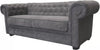 Chesterfield Style Sofa 3 Seater Armchair Grey Fabric solid wood for living room