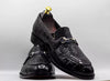 Handmade Black Alligator Textured Loafers Luxury Slip on Dress Shoes for Men