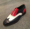 Leather Shoes Handmade Three Tone Wingtip Lace Up Oxford Formal Men Shoe