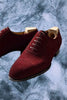 Men's Shoes Handmade Red Suede Oxford Lace up Toe cap Brogue Party Wear Lace Up