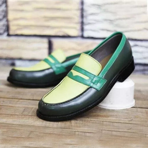 Men's Three Tone Moccasins Dress Business Formal Casual Leather Office Shoes