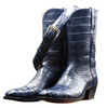 Men's Shoes Handmade Leather Cowboy Alligator Navy Blue Formal Casual Boots