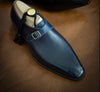 Leather Shoes for men Bespoke Blue & Black Shaded Whole cut Single Monk Strap