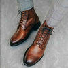 Handmade Men Brown leather Dress Shoes Lace up High ankle Boots