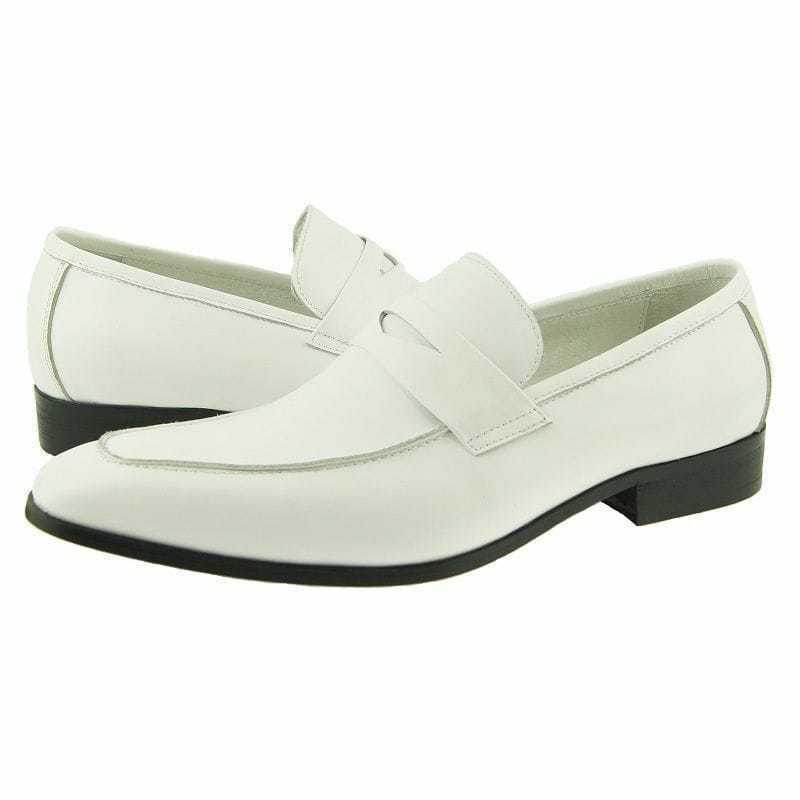 Men Handmade Shoes White Leather Loafers & Slip On Moccasin Formal Boots