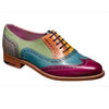 Handmade Women's Genuine Leather Seven Toned Multi Oxford Brogue Wingtip Shoes