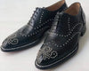 Handmade Premium Quality Men's Genuine Black Leather Oxford Lace up Party Shoes