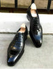 Men's Handmade Boot Black Crocodile Patterned Leather Lace Up Formal Dress Shoes