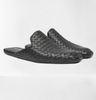 Men's Shoes Handmade Leather Black Woven Chittai Mat Mules Moccasin Shoe