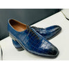 Men Handmade Texture Leather Dress Shoes Blue Alligator Formal Casual Boots