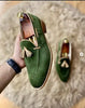 Men Shoes Handmade Green Suede Leather Tasseled Loafers Formal Casual Slip On