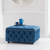 Blue Velvet Square Shape Footstool (80cm x 80cm x 42cm)