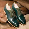 Formal Shoes Men's Green Leather Suede Cap Toe Brogue Oxford Lace up