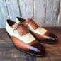 Men's Shoes Handmade Leather Three Tone Formal Casual Oxford Lace Up Shoe