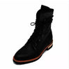 Men's Shoes Handmade Black Leather Biker Military Style Lace up Boots