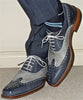 Men's Handmade Gray Formal Shoes Wingtip Brogue Leather Dress Gray Boots