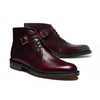 Handmade Men Maroon Leather Monk Ankle Office & Business Boots