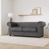 Chesterfield Style Sofa 3 Seater Armchair Grey Fabric solid wood for living room