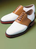 Formal Handmade Men's Shoes Tan & White Cowhide Casual Formal Footwear