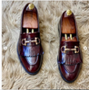 Men Leather Shoes Handmade Burgundy Loafer Bit with fringes Casual New Slip on