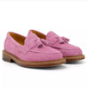 Men's Shoes Handmade Leather Pink Suede Tassels Slip On Moccasins Loafers