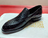 Handmade Men's Genuine Black Crocodile Print Leather Loafer Moccasin Dress Shoes