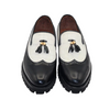 Men's Handmade Shoes White Crocodile & Black Patten Leather Vibram Sole Slip On