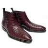 Men's Shoes Handmade Bordo Crocodile Print Leather Chelsea Formal Casual Boots