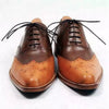 Men Handmade Shoes Oxford Brogue Wingtip Tan & Brown Leather Formal Dress Boots