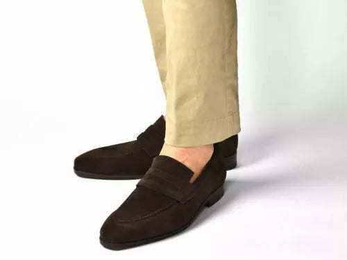 Handmade Men Shoes Brown Suede Leather Classic Moccasins Formal Casual Loafers