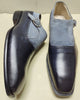 Handmade Men's Genuine Grey Suede and Black Leather Monk Strap Formal Shoes