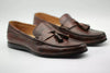 Men Handmade Shoes Brown Printed Leather Tassels Moccasin Slip On Formal Dress